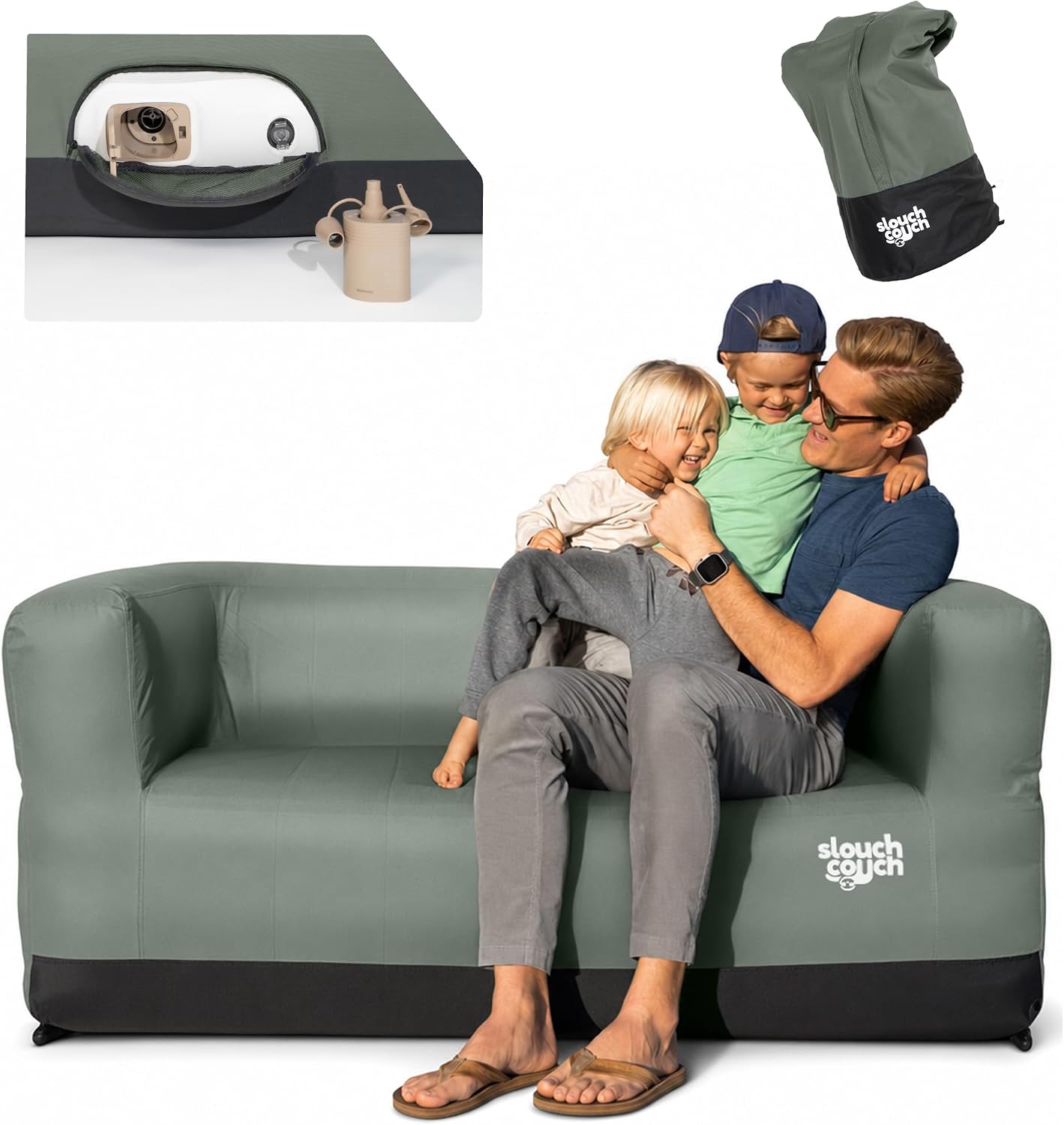 Sofá inflable con bomba tela duradera para campamento y