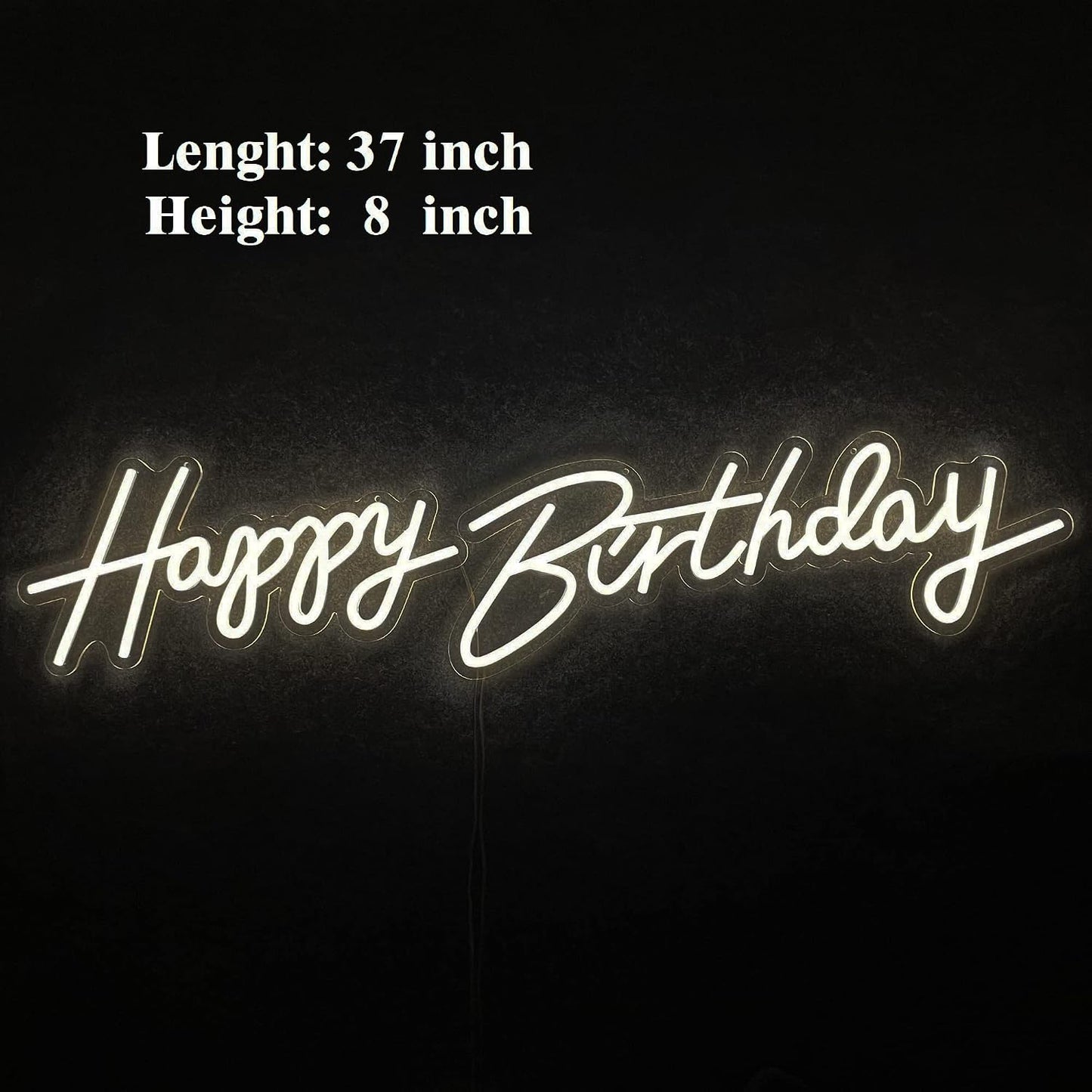 Letrero neón 37x8pulg Feliz Cumpleaños para Bar Pub