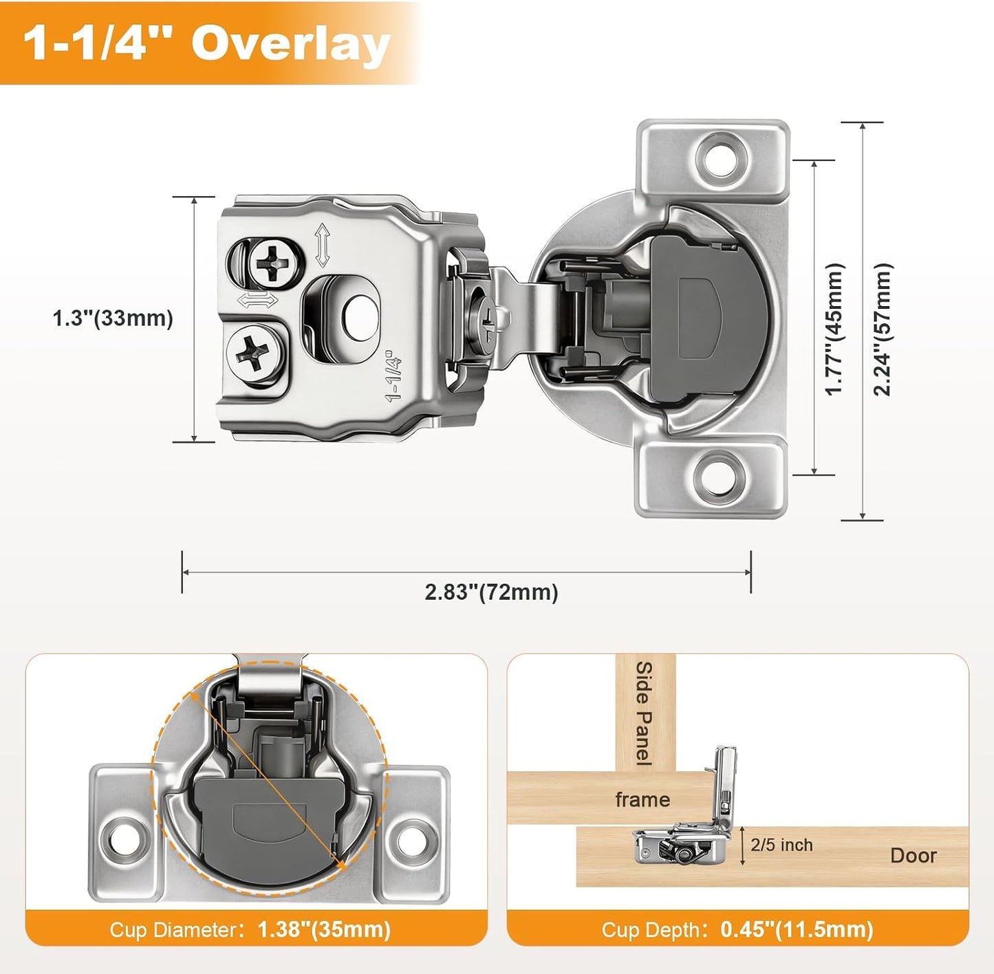 20 Pzas Bisagras Puerta Cocina Cierre Suave 1-1/4pulg