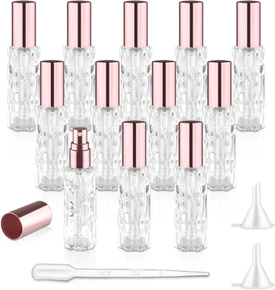 12 Botellas Vidrio 0.3oz Tapa Dorada Dispensador Perfume