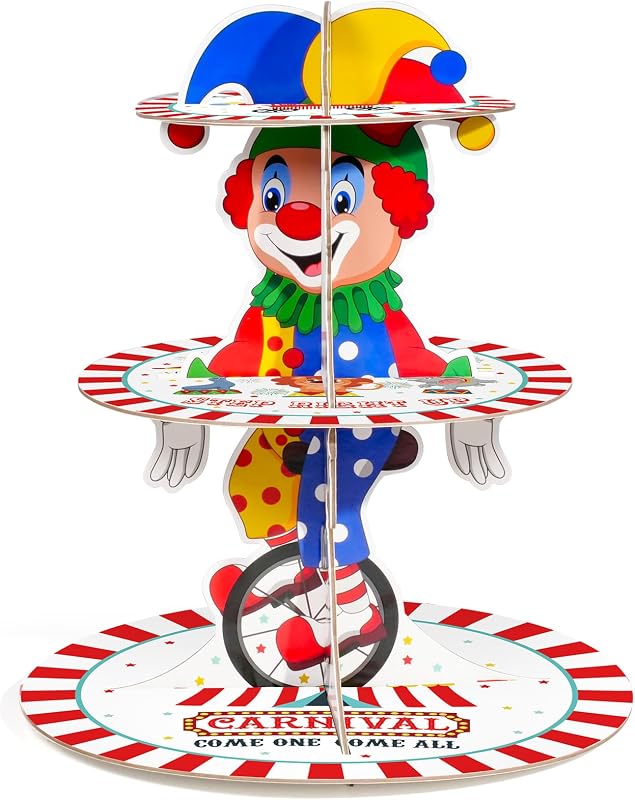 Soporte magdalenas circo redondo cartón fiesta cumpleaños