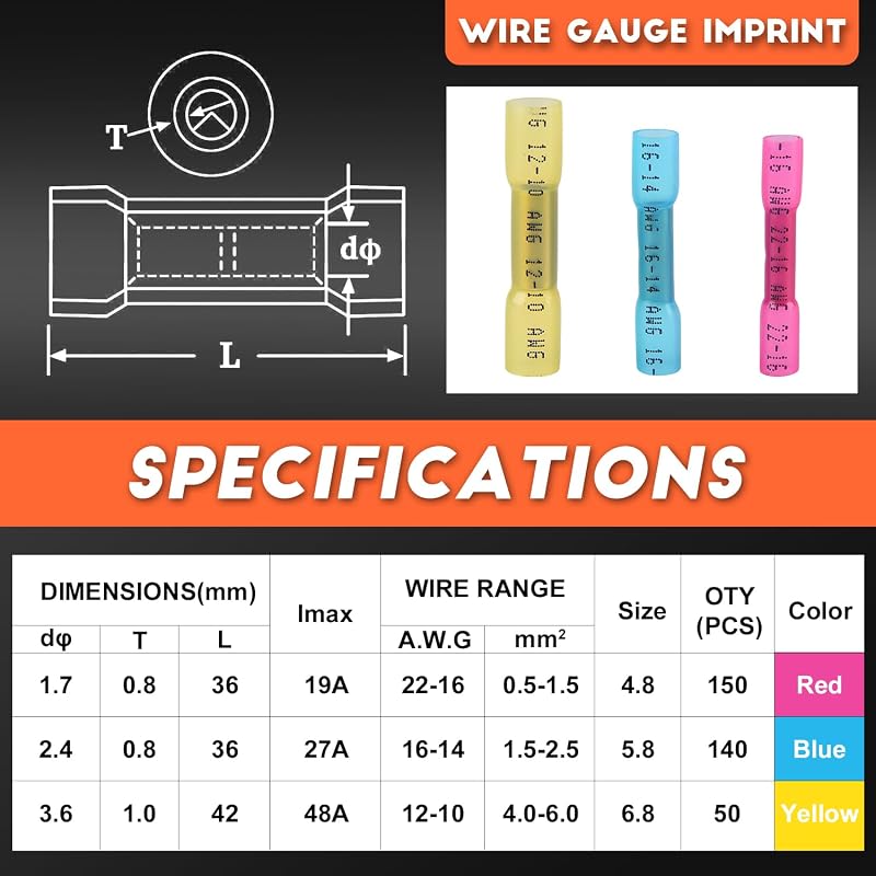 Crimpadora trinquete 340 conectores termorretráctiles AWG