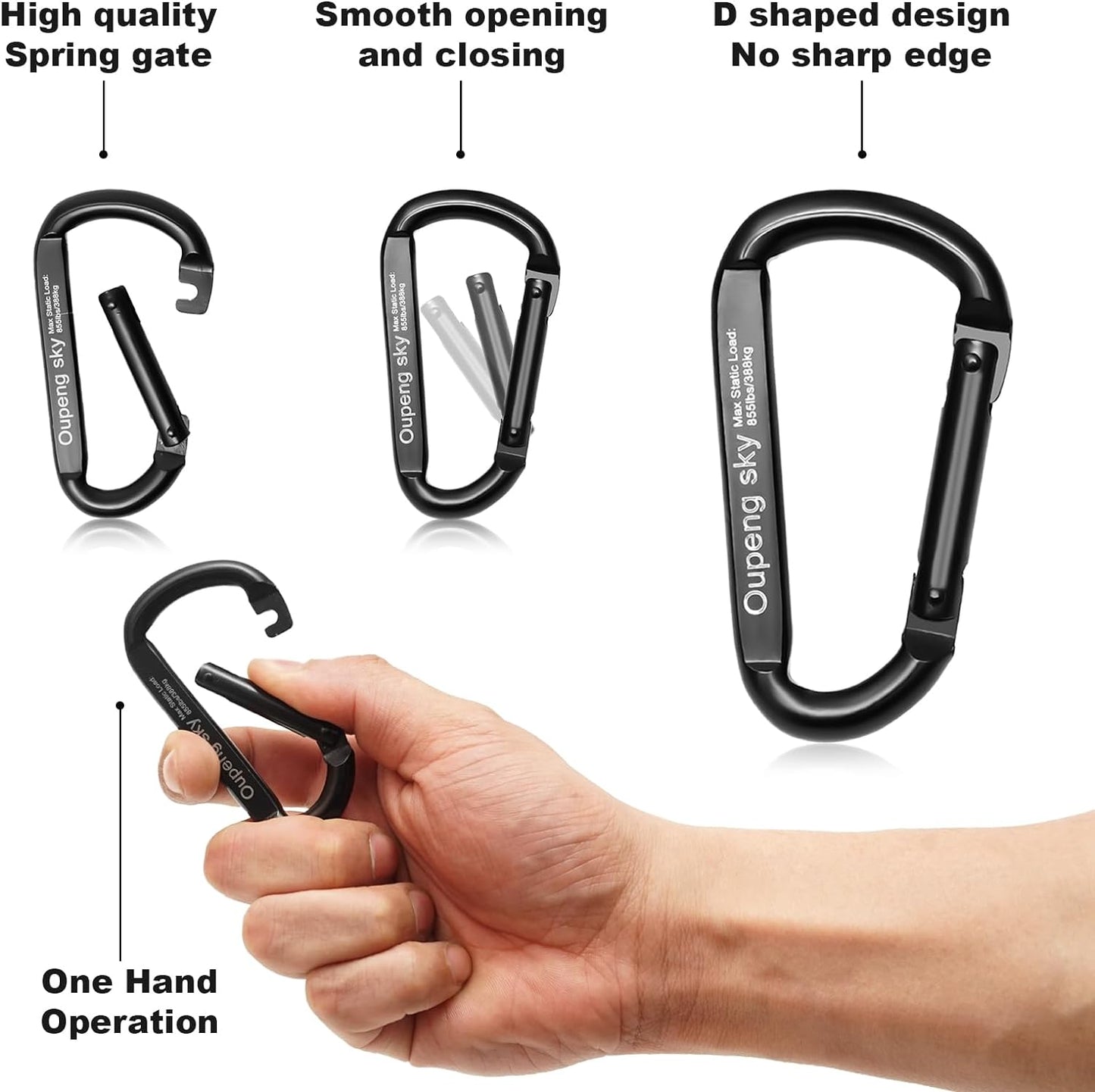 Cierre D Carabiner Acero 855lbs para Hamacas Camping