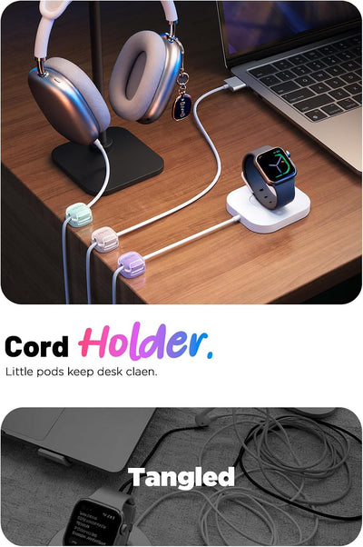 Organizador cables 8 clips bloqueo adhesivo soporte mesita noche