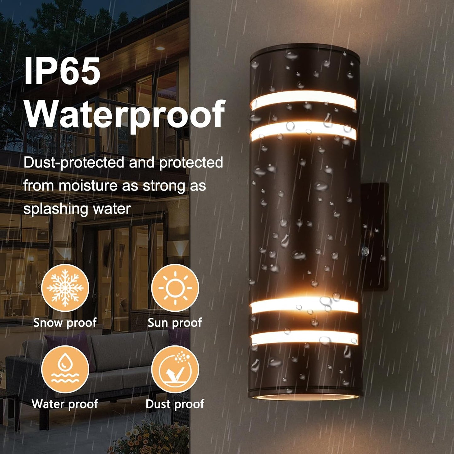 Luminaria exterior IP65 bronce aceitado aluminio pared