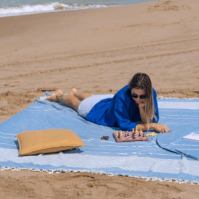 Manta playa algodón sin arena estilo turco 83x94"