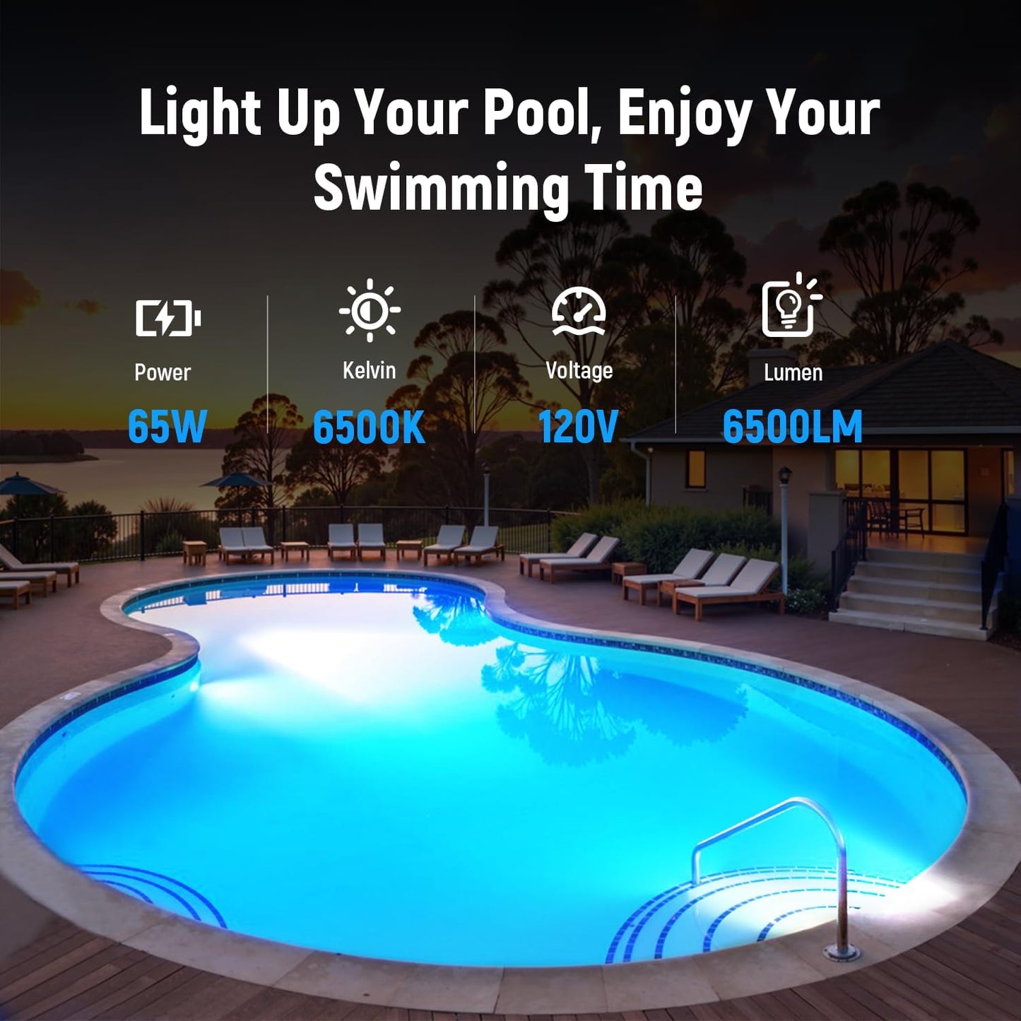 Luz LED piscina enterrada 65W blanca 6500K
