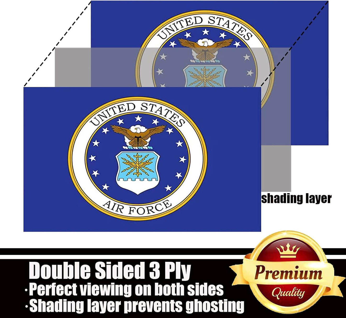 Bandera Escudo Fuerza Aérea 3x5 doble cara 3 capas