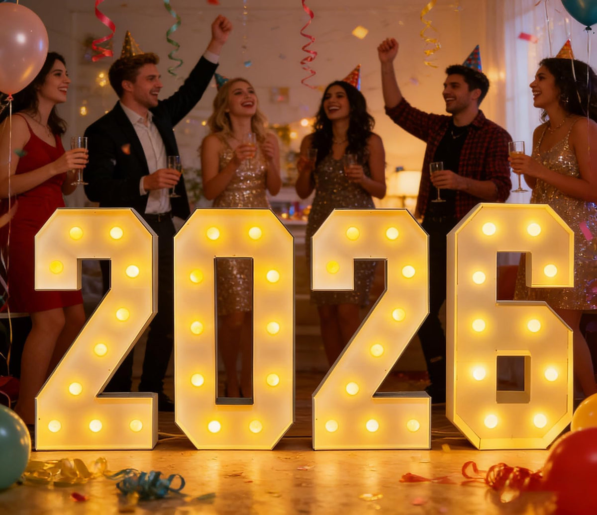 Kit números LED 2026 para graduación con pegamento
