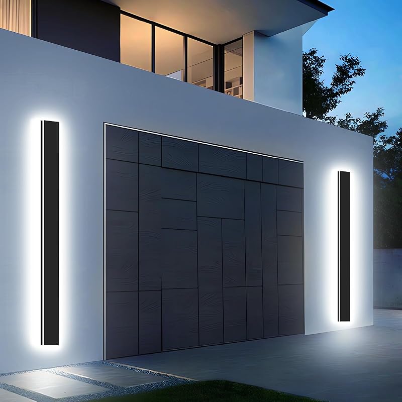 2 Lámpara pared exterior 31" LED negra IP65 regulable