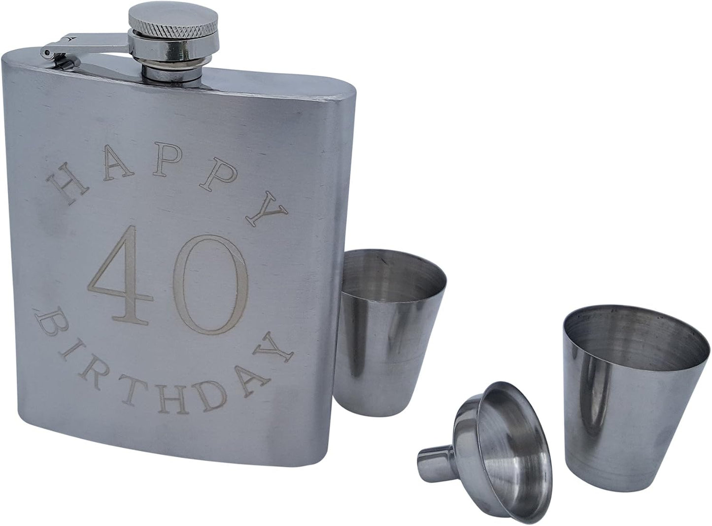 Set 40 cumpleaños frasco 7oz grabado feliz cumpleaños