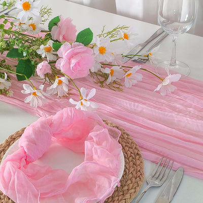 Mesa Camino Estopilla Rosa 13ft con 12 Servilletas