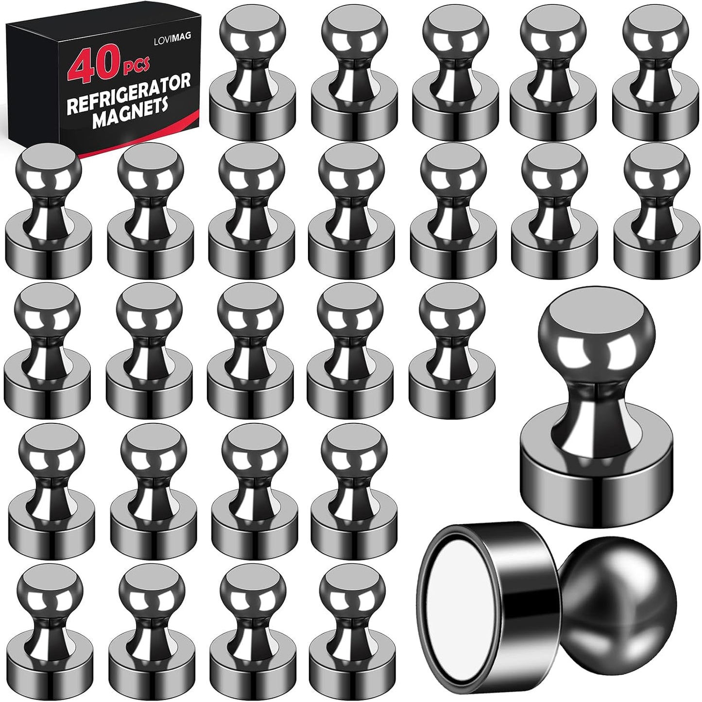 40 Imanes negros metal para pizarra blanca oficina cocina