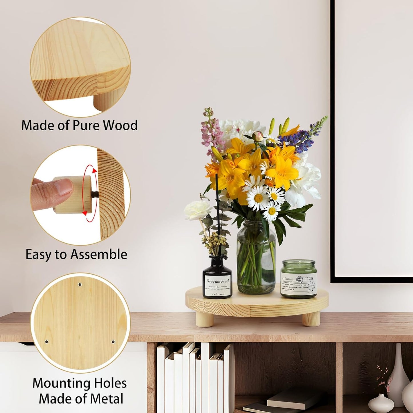 Soporte madera para plantas 3 pzas natural