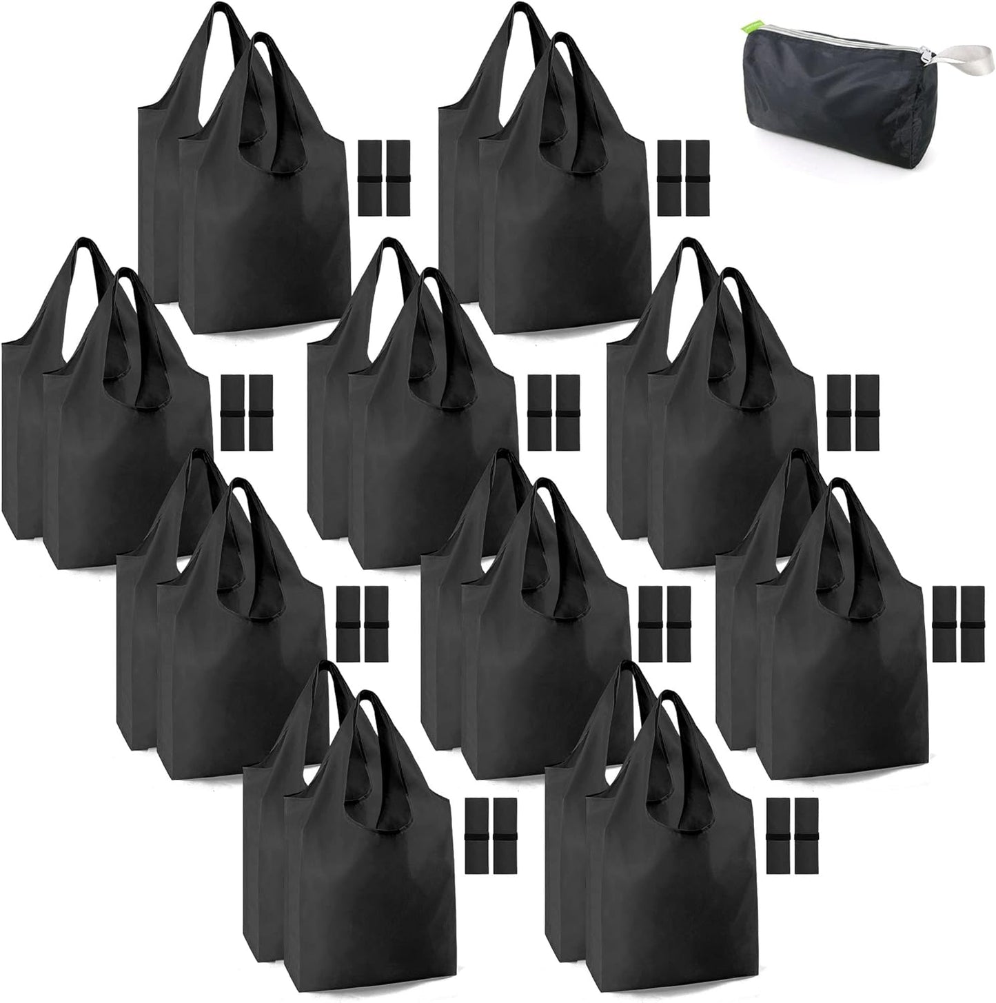 20 Pzas Bolsas Comestibles Reutiliz. Banda Elástica Negro