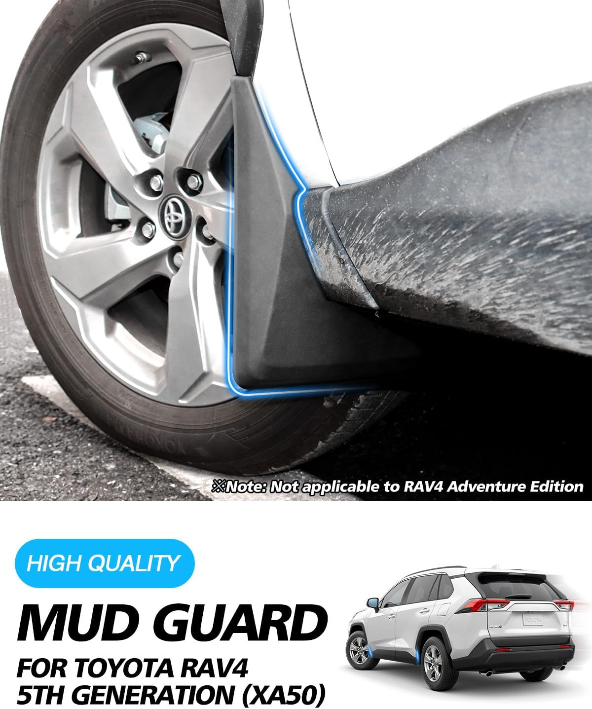 Set 4 Guardabarros RAV4 ABS Negro Moldeados