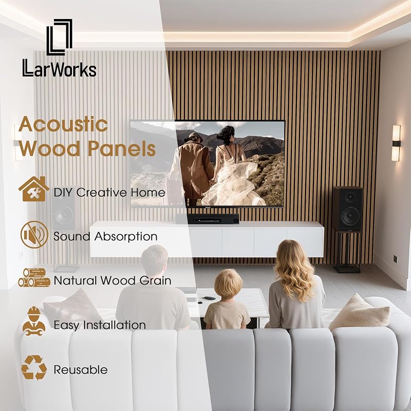 2 Paneles pared madera 106x23.6" acústicos 3D insonorizados