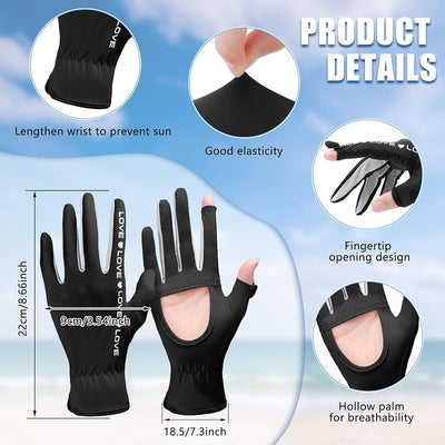 2 Pzas Guantes Sol Mujer UV Táctil Antiderrap