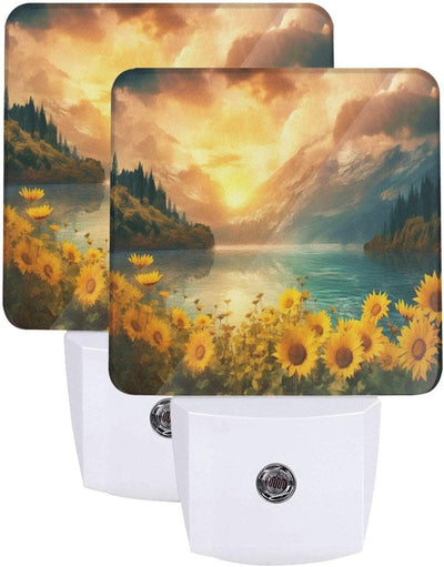 2 Luces Nocturnas Led con Sensor Automático Florales