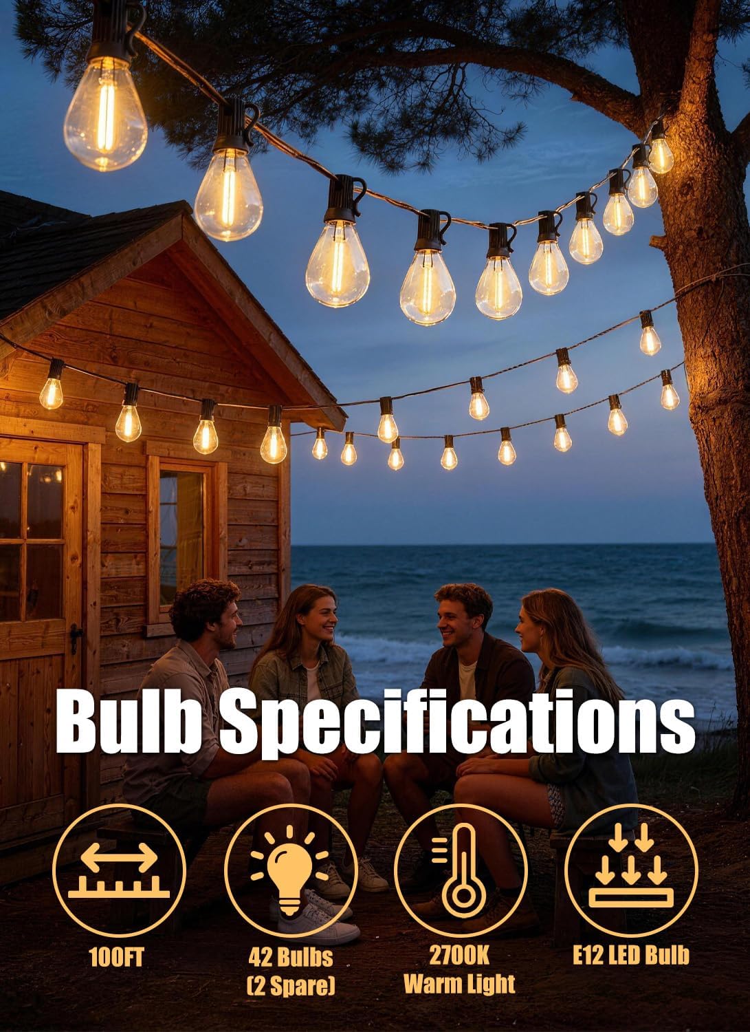 Guirnalda luces exteriores 100pies 402 LED S11 impermeable