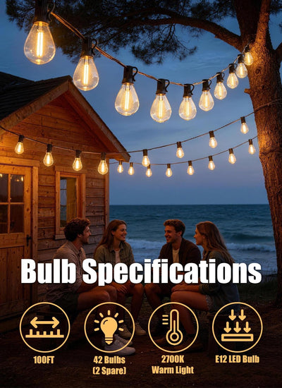 Guirnalda luces exteriores 100pies 402 LED S11 impermeable