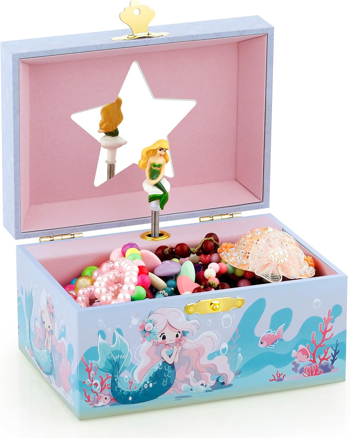 Caja joyería musical niña kit sirena azul