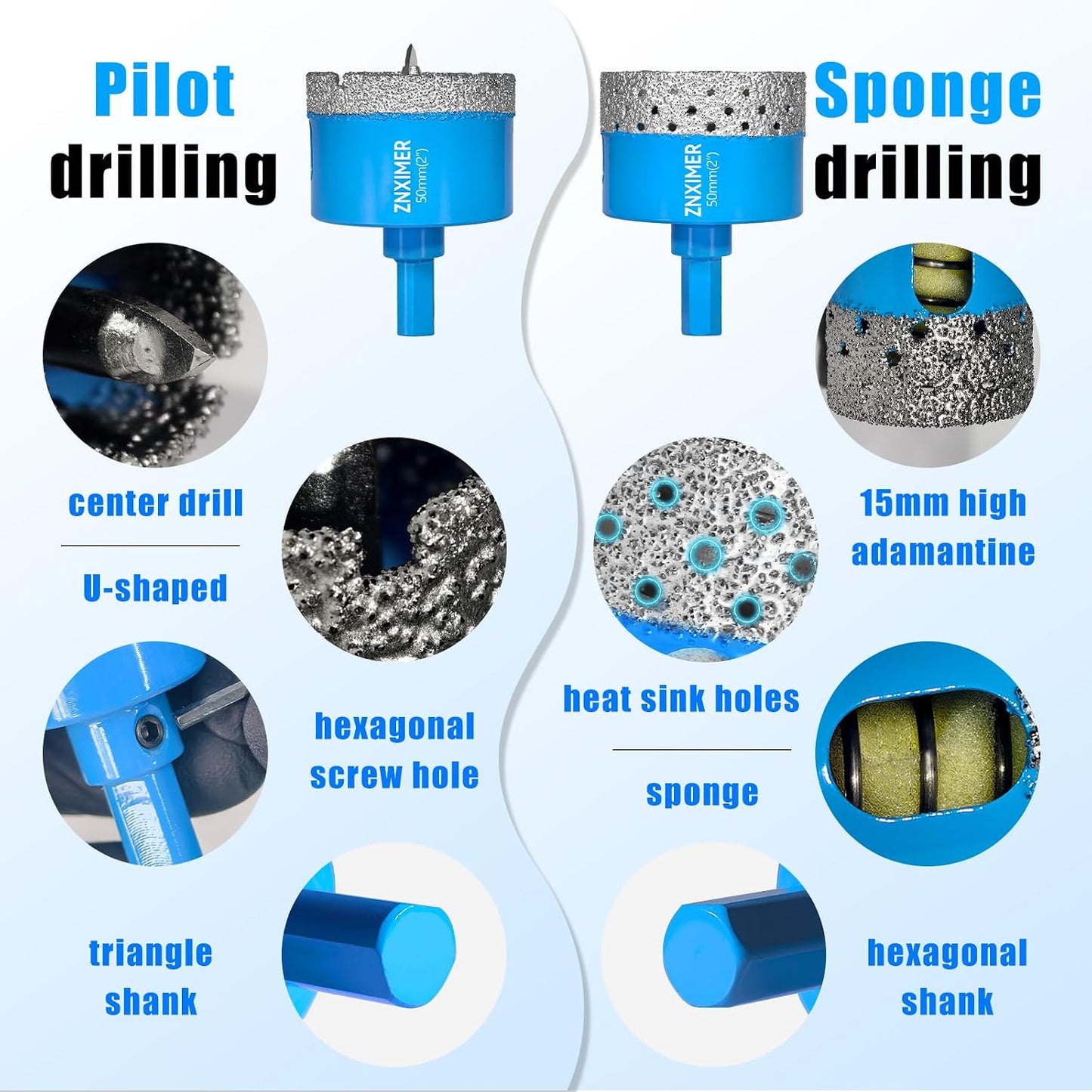 Brocas diamante 2pulg para azulejos cerámica granito