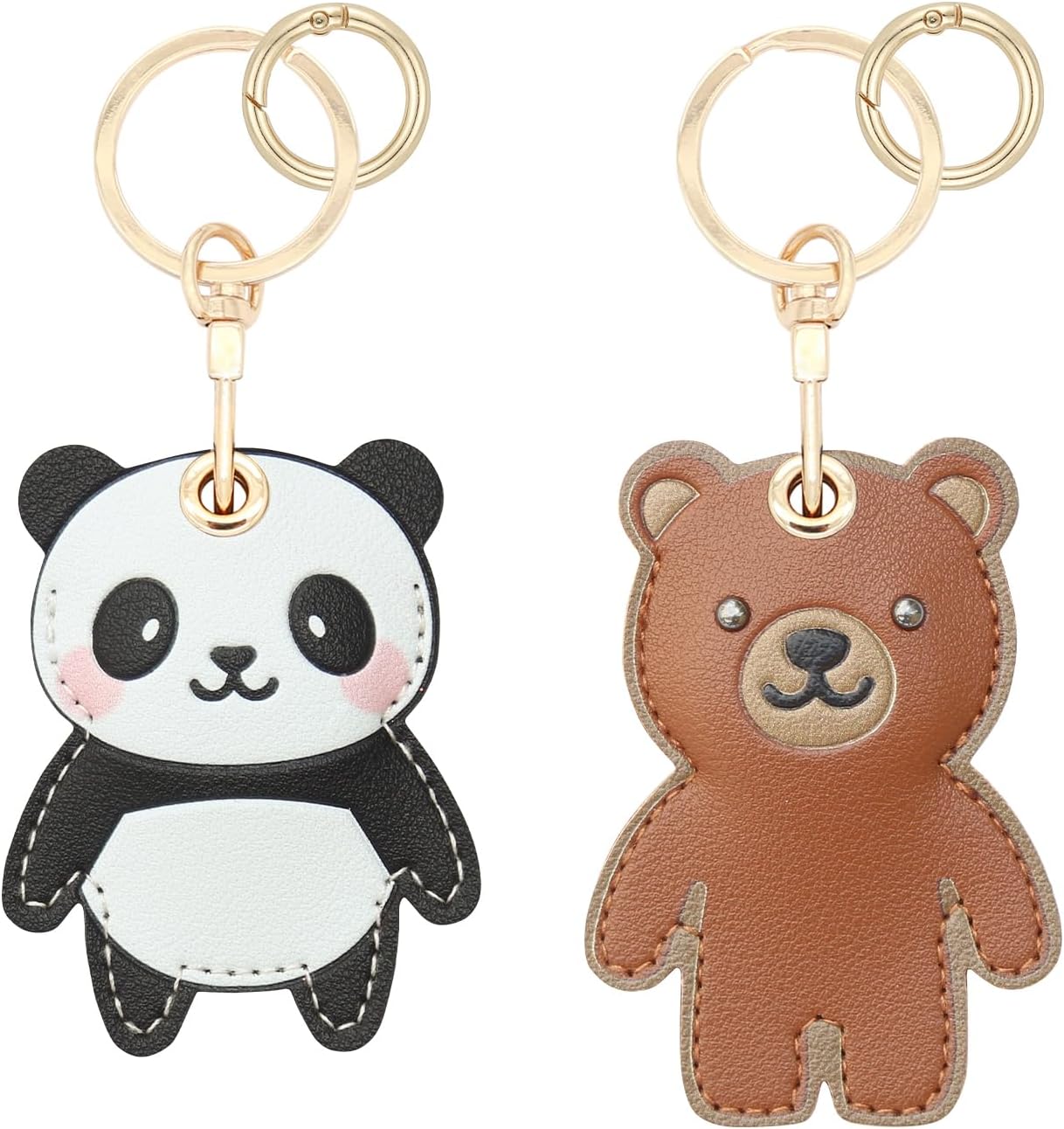 2 Llaveros ocultos para Airtag cuero panda y oso