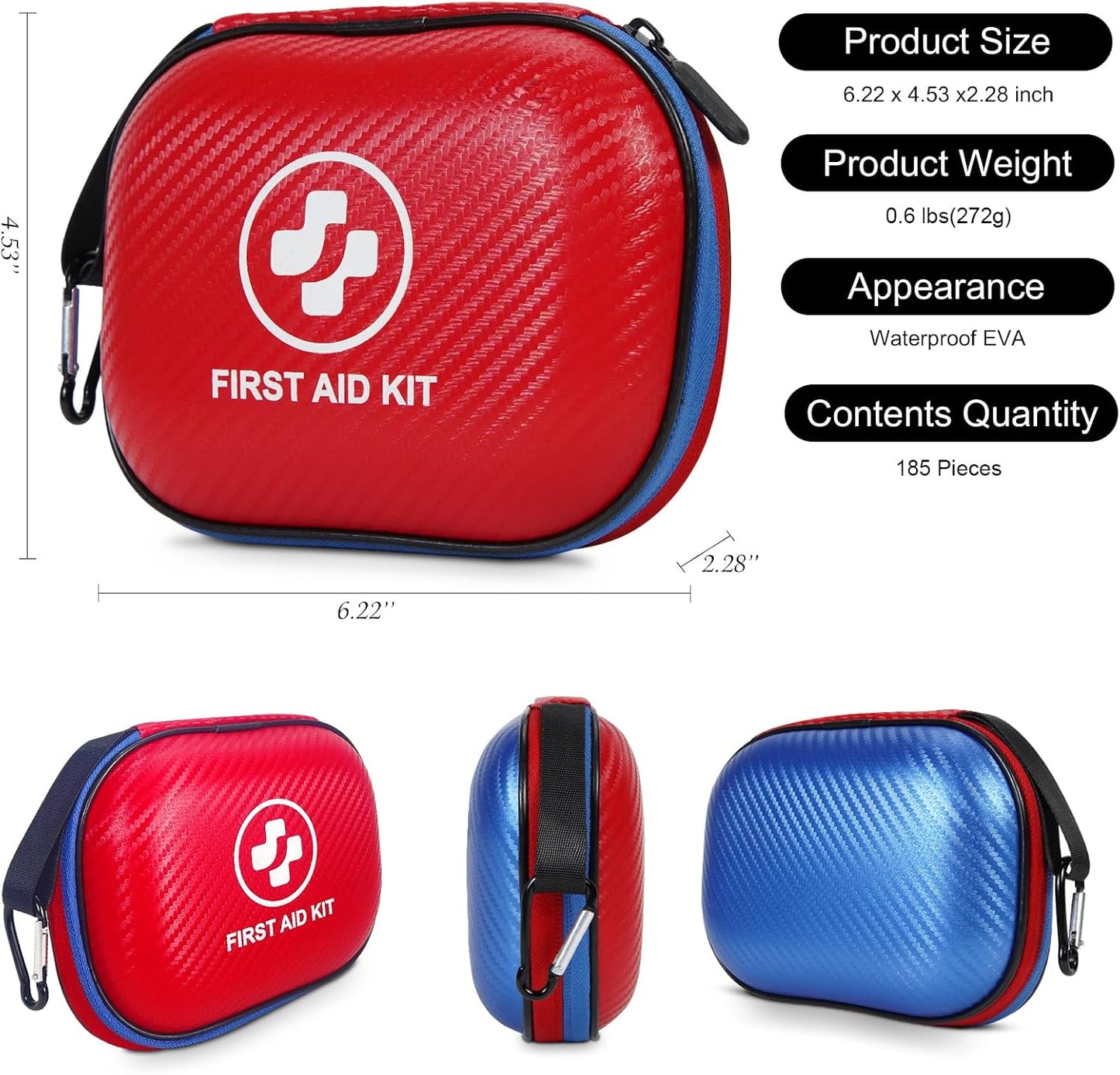 Kit primeros auxilios 185pzas impermeable hogar auto
