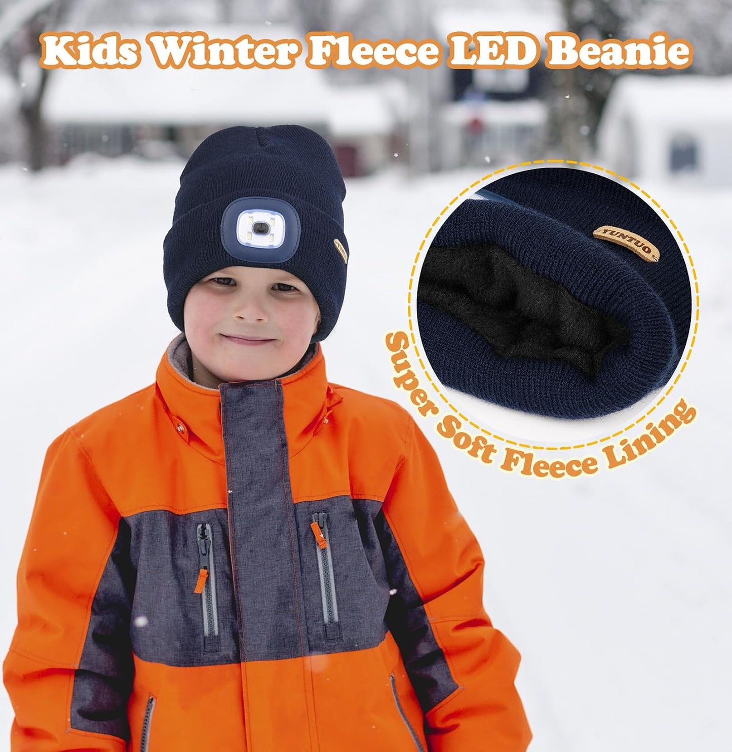 Gorro LED para niños con luz recargable USB