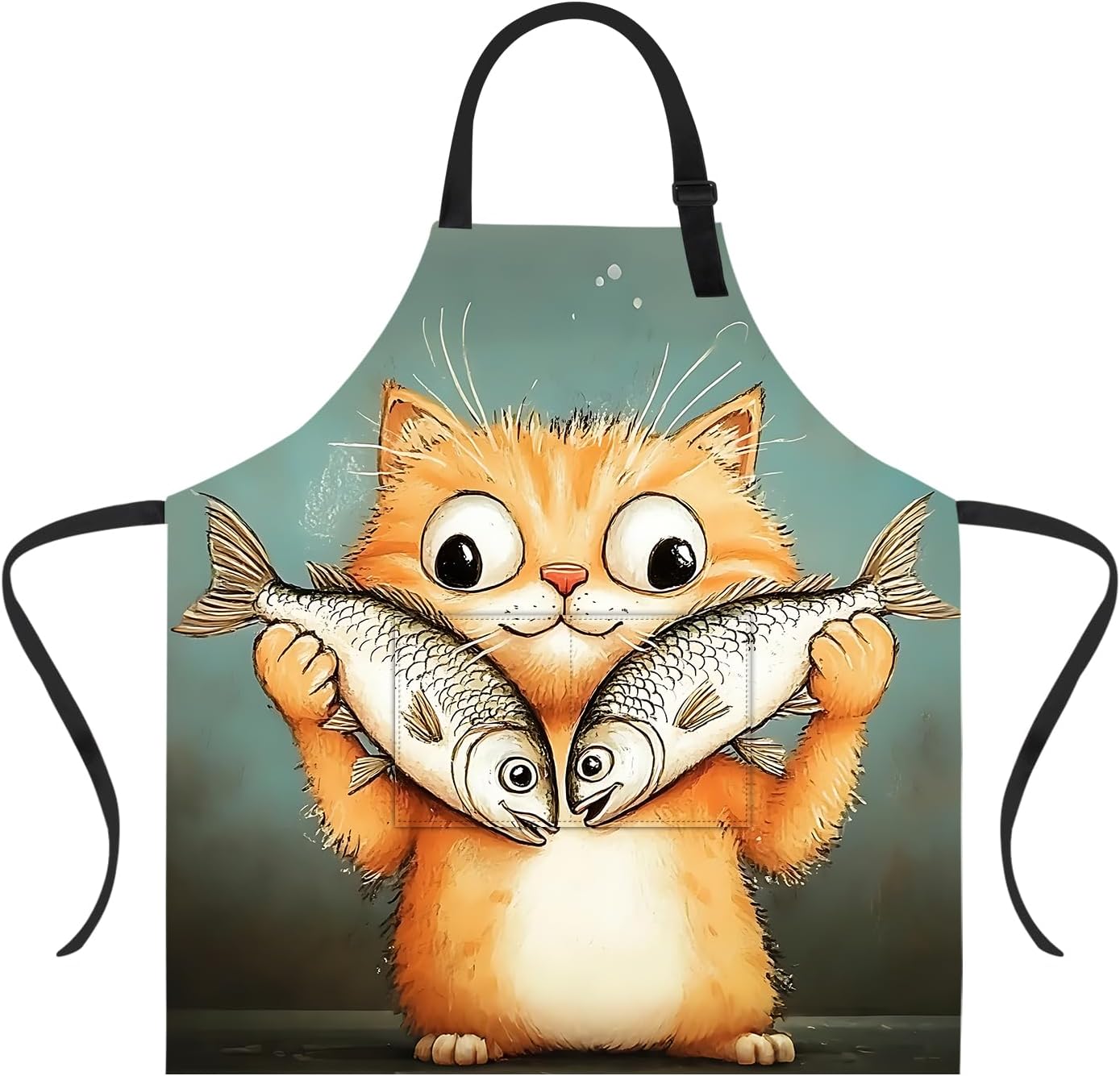 Delantal gato 2 bolsillos impermeable para cocina jardín