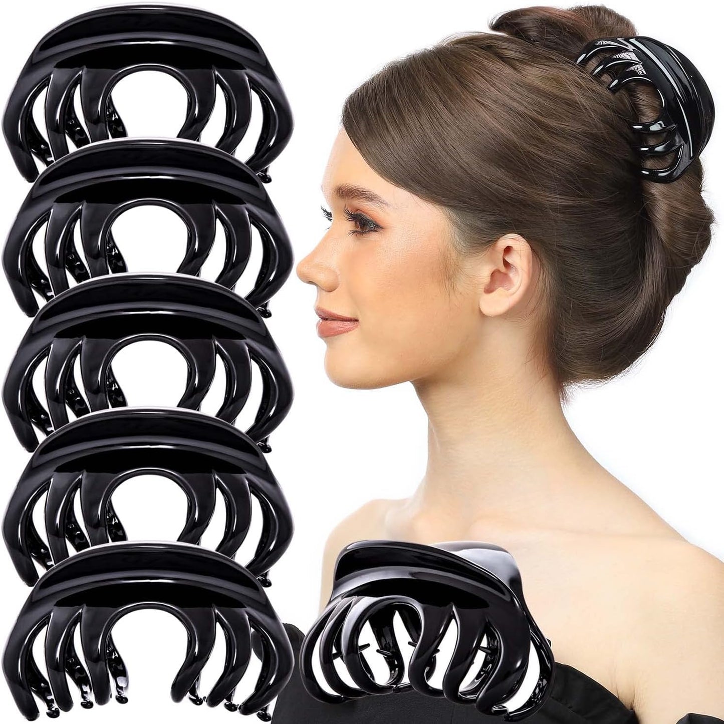 6 Pzas Pinzas Cabello Sujeción Fuerte Antideslizantes Negro