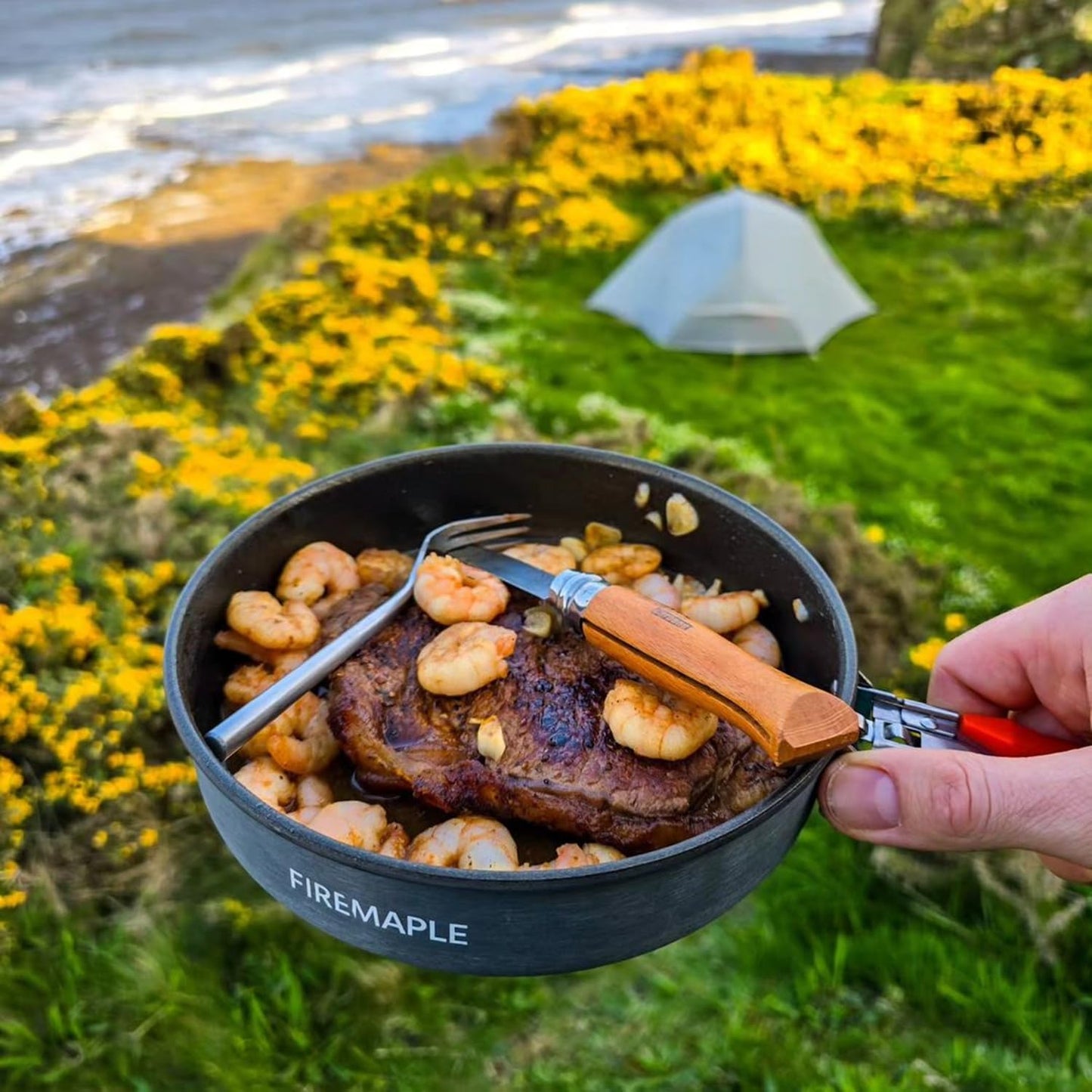 Sartén campamento 7.6pulg antiadherente duradera ligera