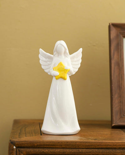 Luz nocturna ángel porcelana con versículo bíblico