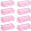 8 Contenedores Plástico Rosa 5.3x3.1x1.2pulg con Tapas Bisagras