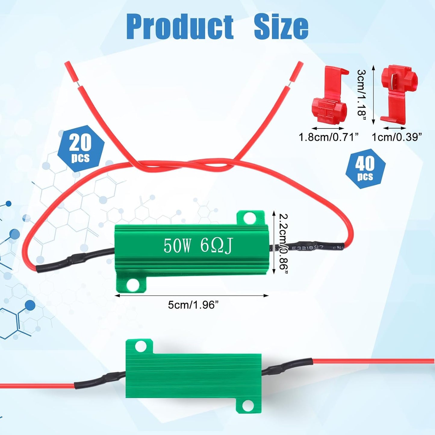 Kit 20 Resistencias 50W 6 Ohm LED Señales Giro Corrige