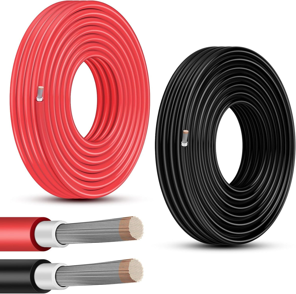 Cable solar 50ft negro y rojo 10 AWG resistente UV