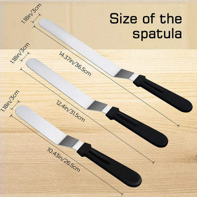 3 Espátulas Acero Inox 6-10pulg Compensadas para Pasteles