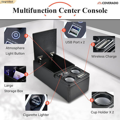 Consola central automóvil organiz. asiento trasero negro
