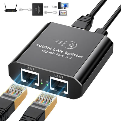Divisor Ethernet 1 en 2 Gigabit RJ45 Dual LAN Cat6/7/8
