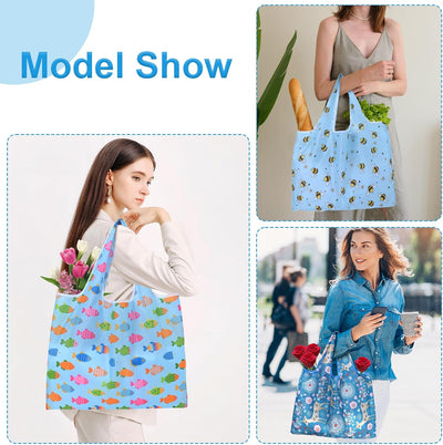 Bolsas compras reutiliz. plegables 50lb poliéster lavables