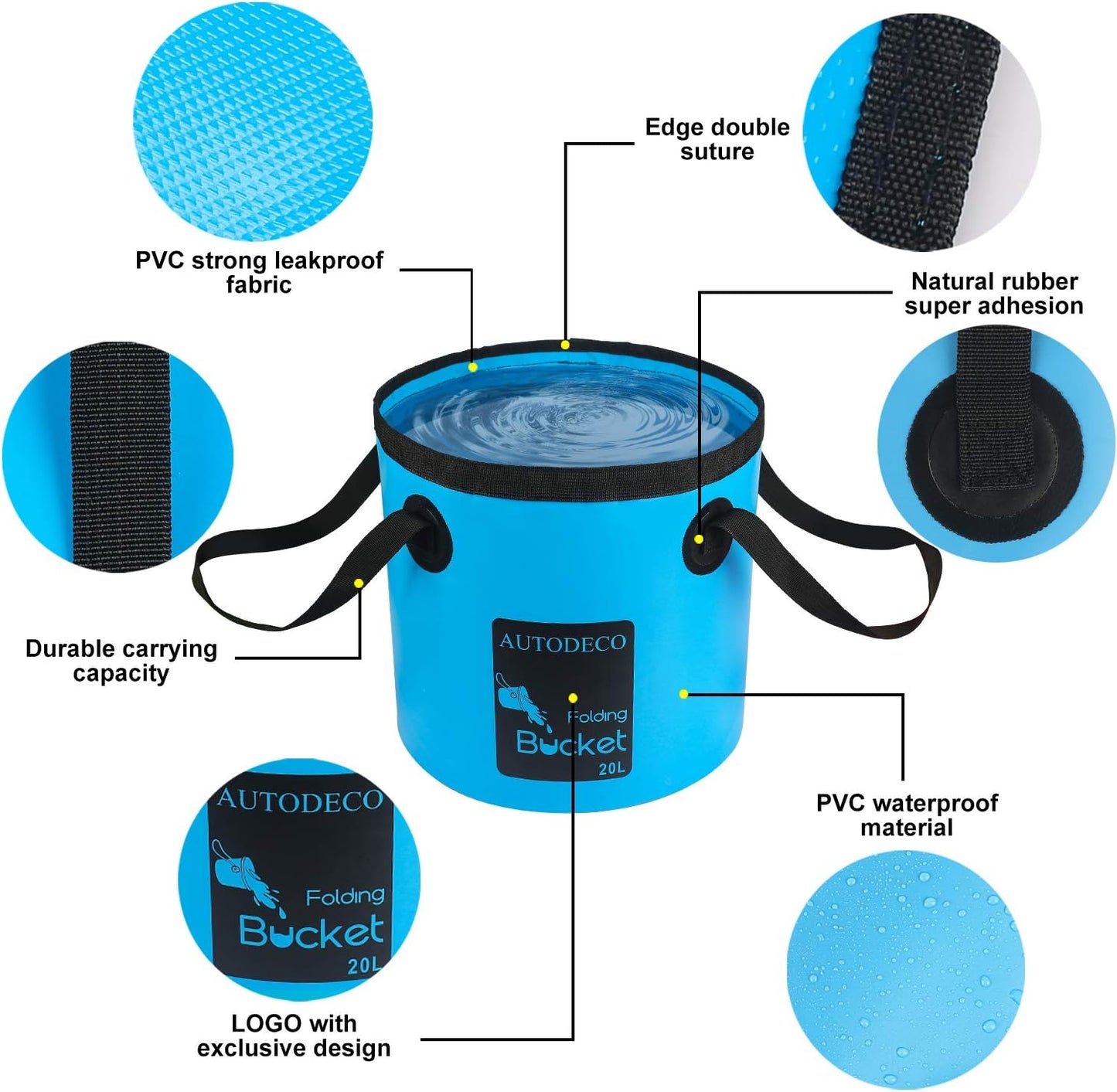 2 Cubos Plegables 5gal 20L para Viajes Campamento