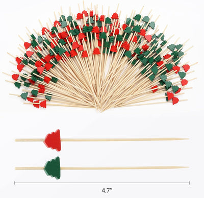200 Palillos Cóctel Navidad 4.7pulg para Aperitivos y Brochetas