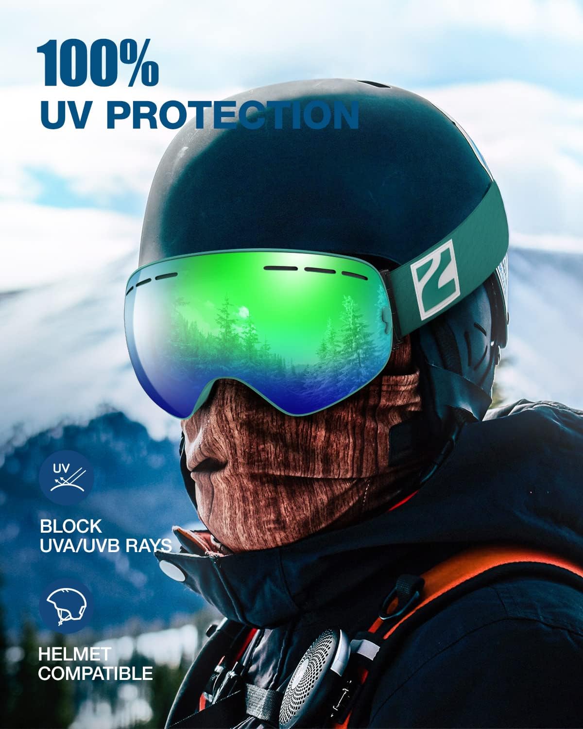 Gafas esquí con lente OTG desmontable para adultos