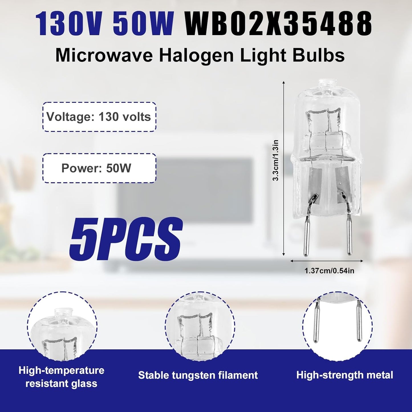 Bombillas halógenas de microondas 130 V 50 W compatibles con GE CVM DVM HVM serie JNM