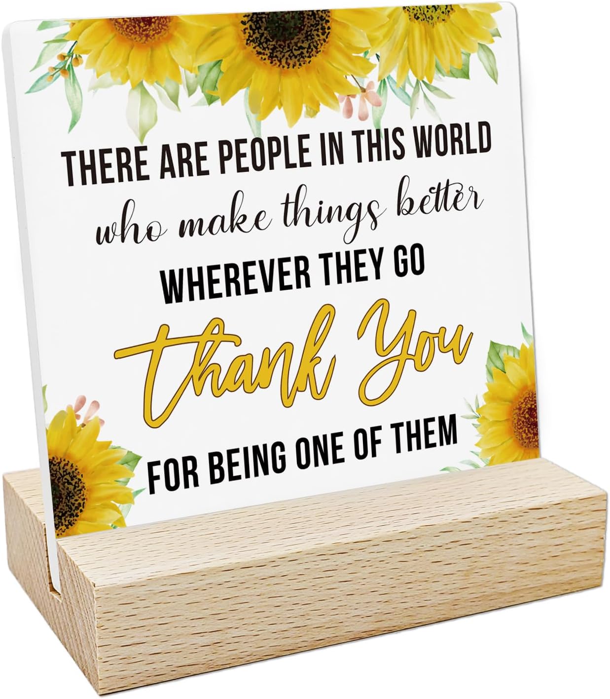 Placa cerámica girasol soporte madera regalo agradecimiento