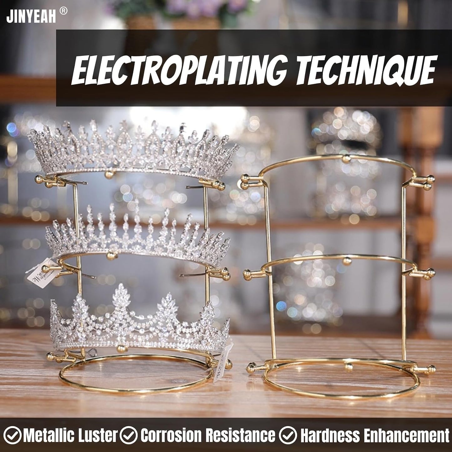 Soporte corona metal galvanizado 3 niveles para boda y hogar