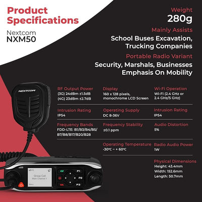 Radios Walkie Talkie NXM50 4G LTE con GPS y Wi-Fi