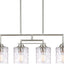 Lámpara isla cocina lineal 28pulg 4 luces vidrio martillado