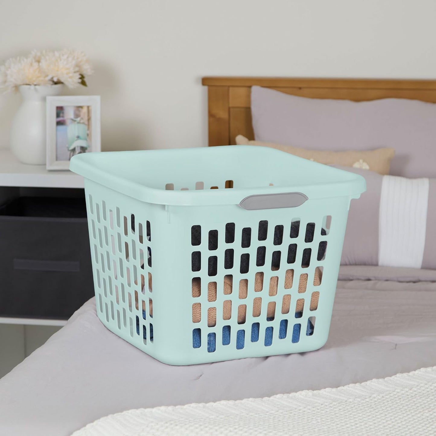 Cesta colada plástico cuadrada 18uds color menta
